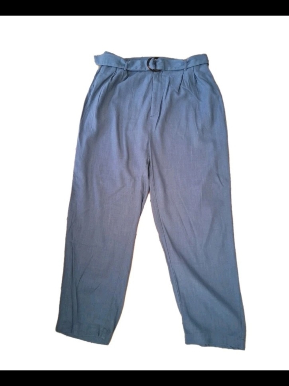 Magnolia Women's Pants, Sz Lg Slate Blue, Adj Belt Stretch Waist, Linen/viscose